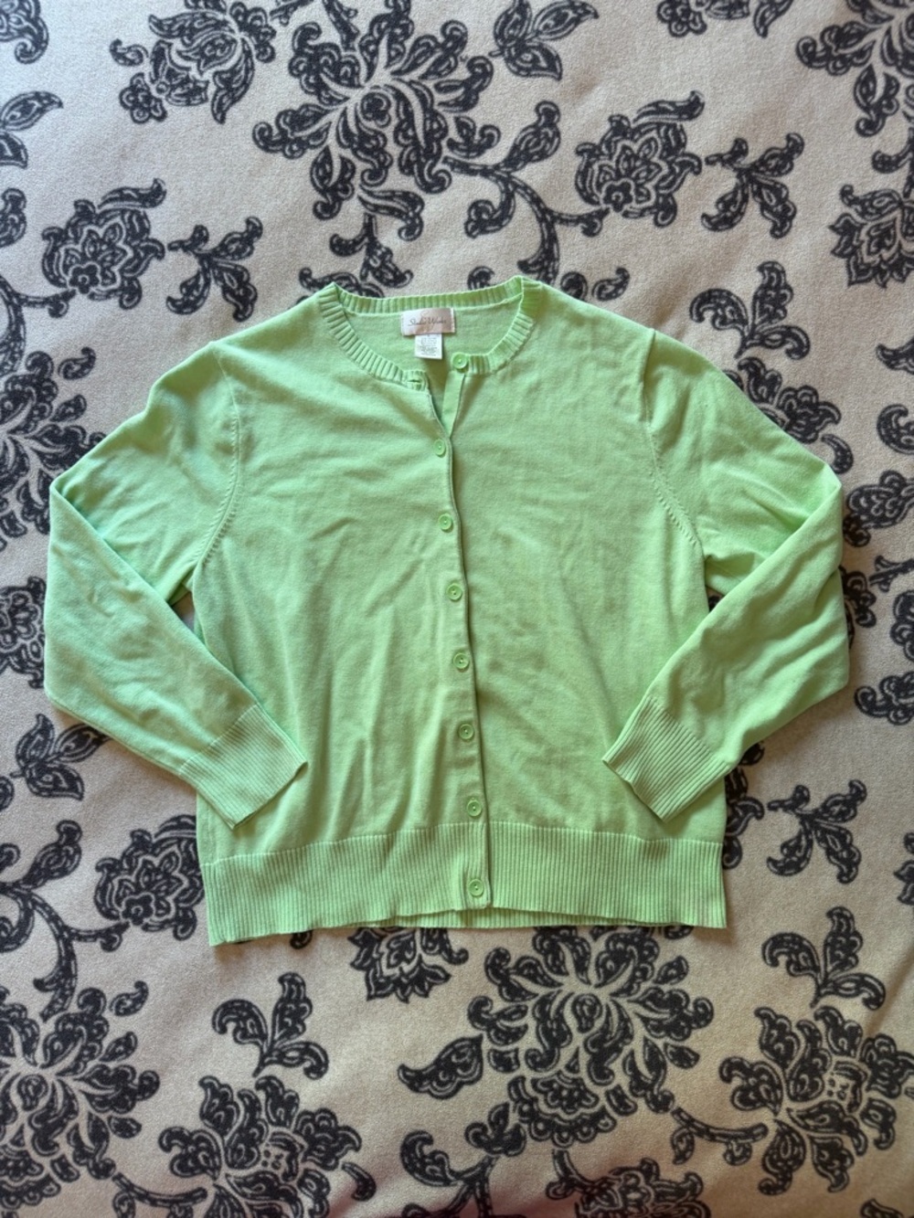 Lime Green Button-Front Women's Cardigan Sweater